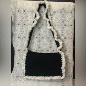 Black and White crochet Shoulder Bag